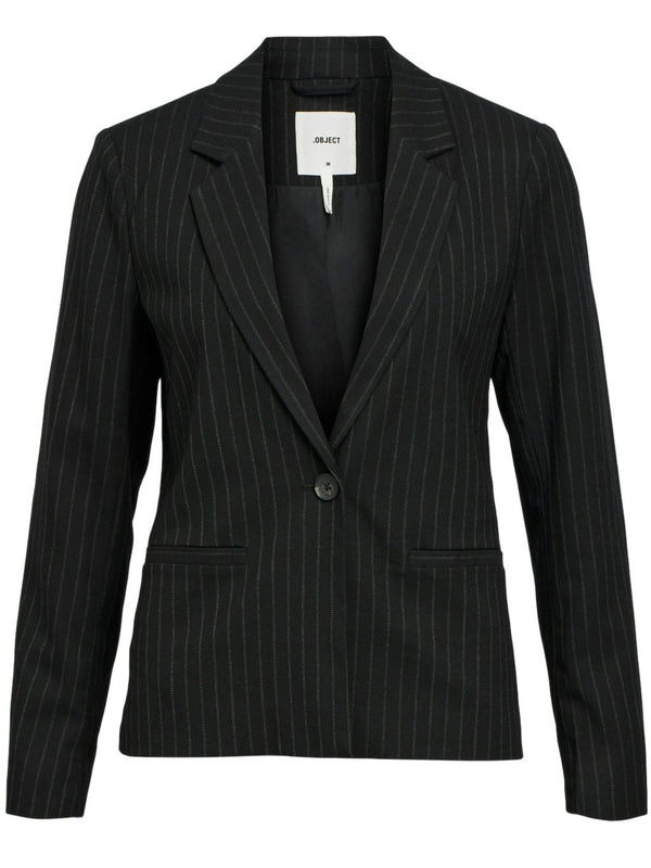 Object Lisa LS Button Blazer Black/Grey