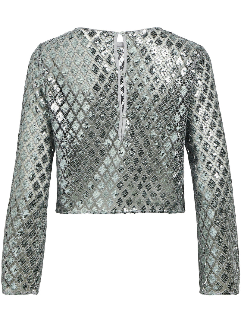 Object Gitte LS Top Asphalt/Silversequins