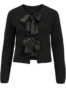 Object Parvi Sateen Bow Strikcardigan Black