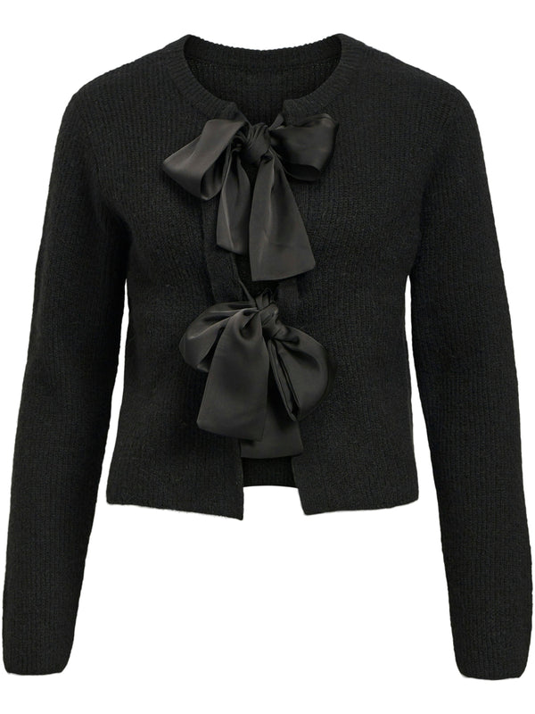 Object Parvi Sateen Bow Strikcardigan Black