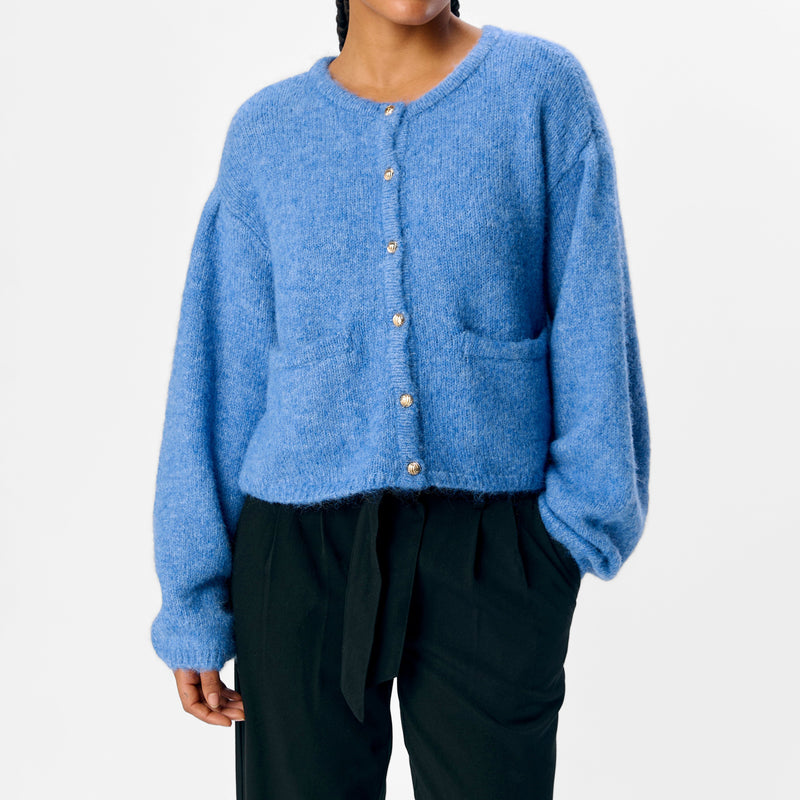 Object Saggia LS Strikcardigan Cornflower Blue