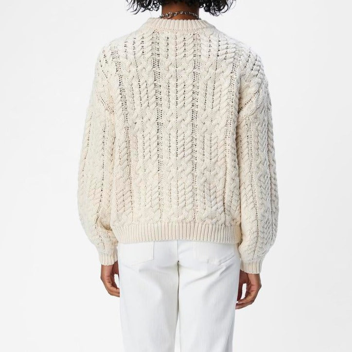 Object Diddi LS Knit Pullover White Sand