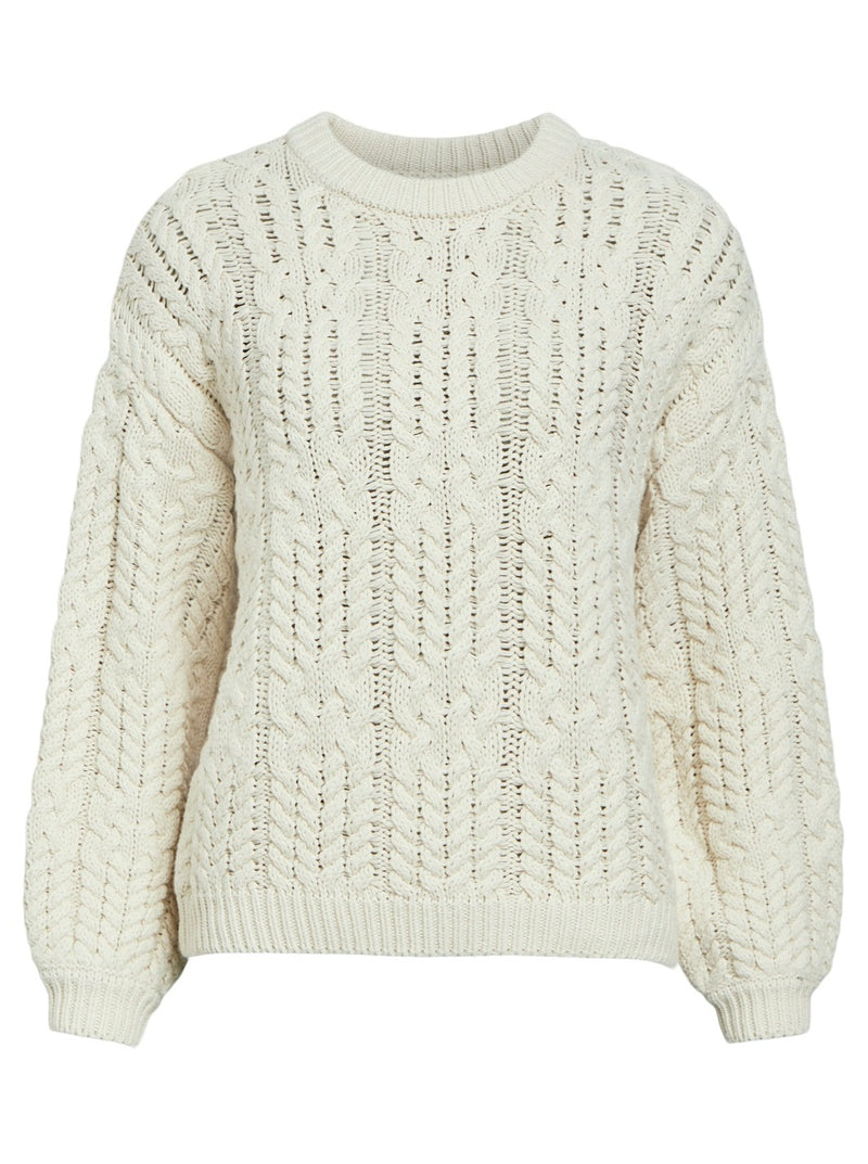 Object Diddi LS Knit Pullover White Sand