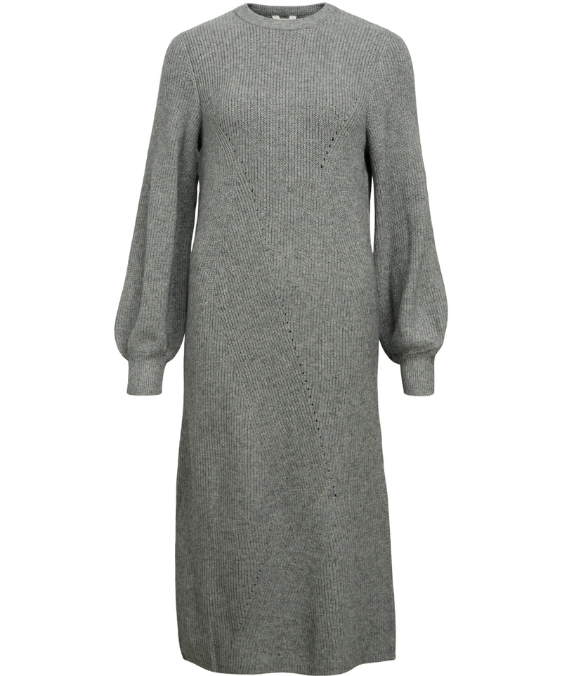 Object Ditte LS Knit Midi Kjole Medium Grey Melange