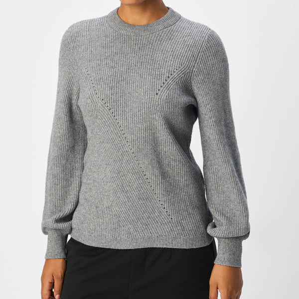 Object Ditte LS Strik Medium Grey Melange