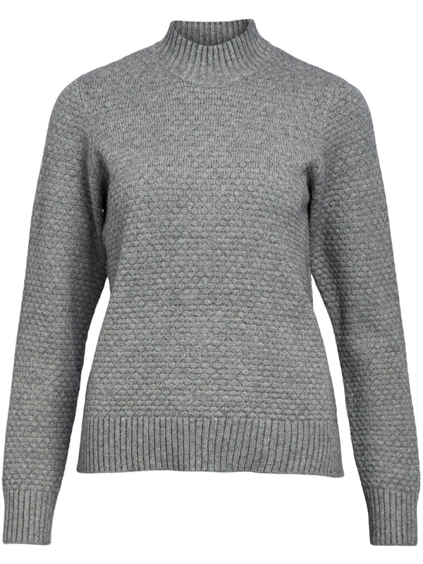 Object Fenya LS Knit Pullover Medium Grey Melange