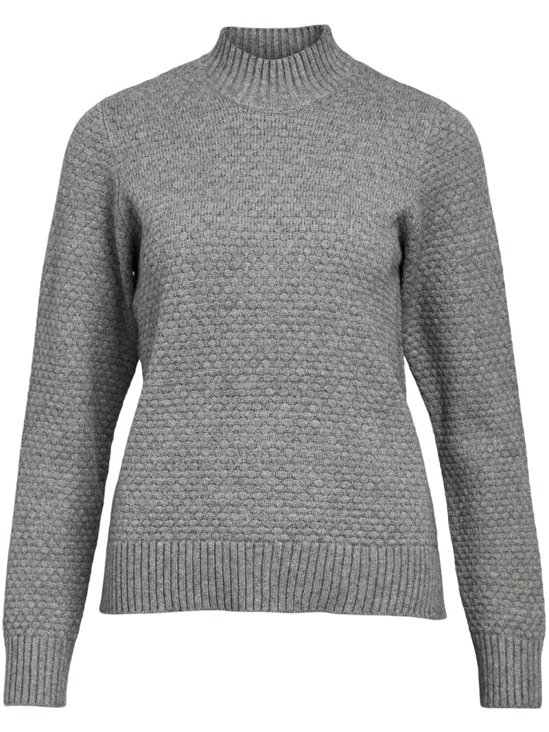 Object Fenya LS Knit Pullover Medium Grey Melange