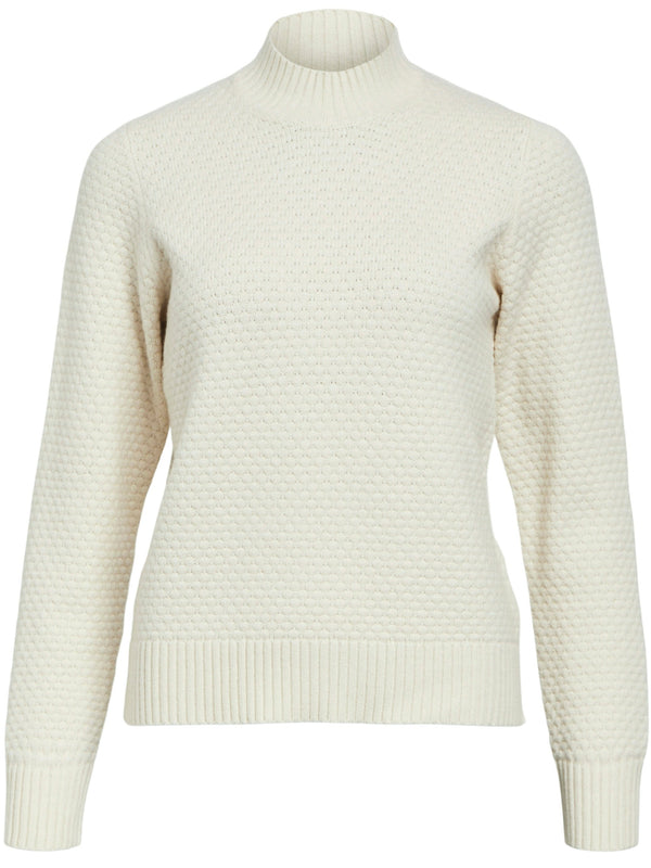 Object Fenya LS Knit Pullover White Sand