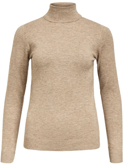 Object Thess L/S Rollneck Strik Desert Taupe