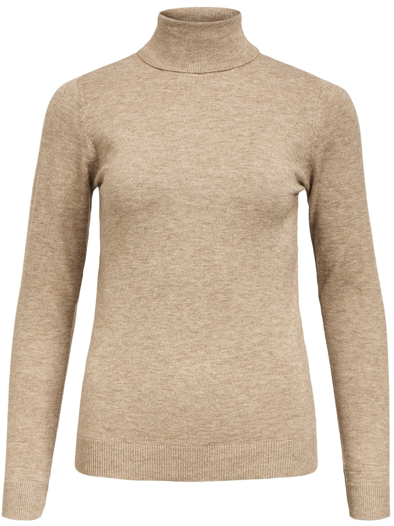 Object Thess L/S Rollneck Strik Desert Taupe