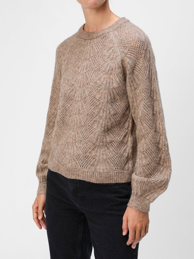 Object Flora LS Knit Bluse Desert Taupe/Melange