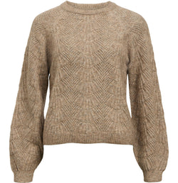 Object Flora LS Knit Bluse Desert Taupe/Melange