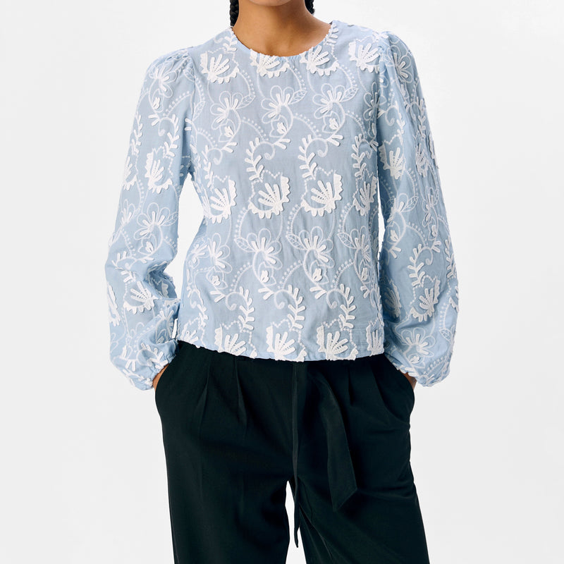 Object Mya LS Bluse Kentucky Blue/Cloud Dancer