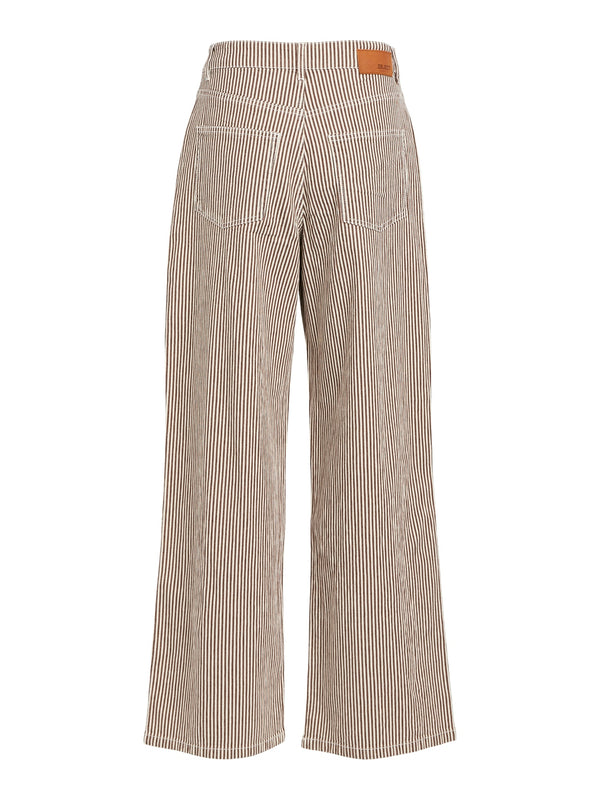 Object Moji MW Wide Long Jeans Sandshell Stripes / Brown