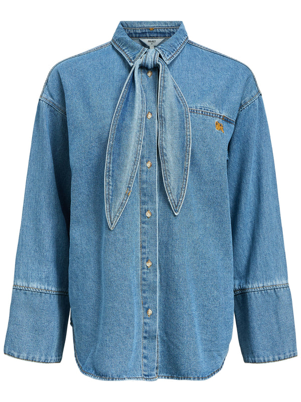 Object Neel LS Denimskjorte Medium Blue Denim