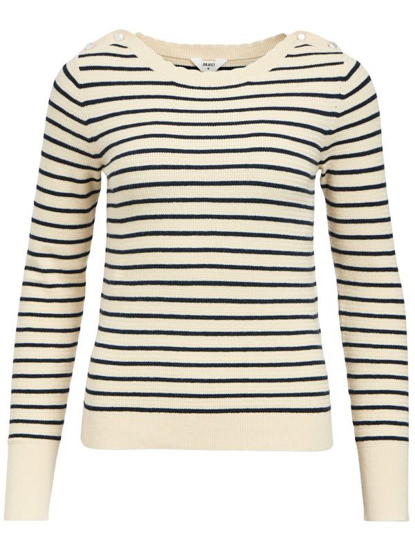 Object Polina LS Strik Sandshell Stripes/Sky Captain