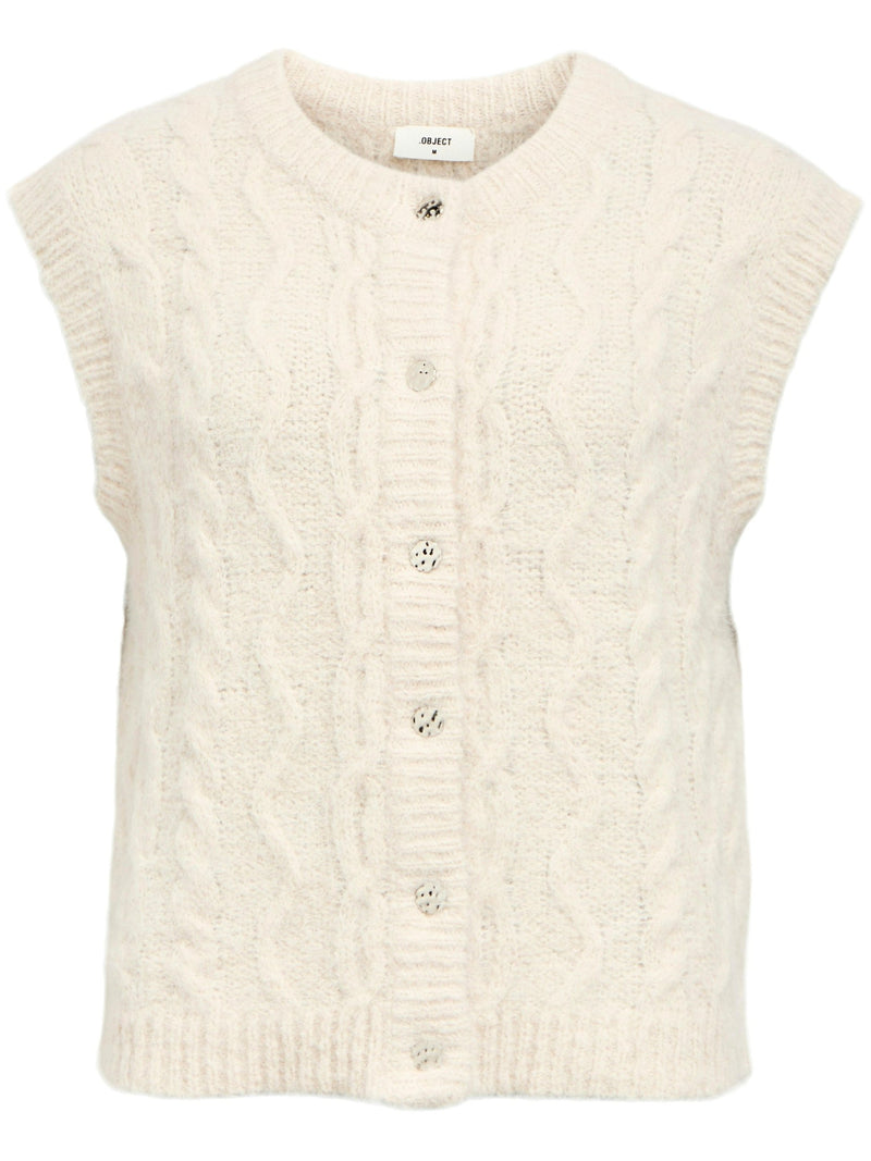 Object Dallas Milo Strik Vest White Sand