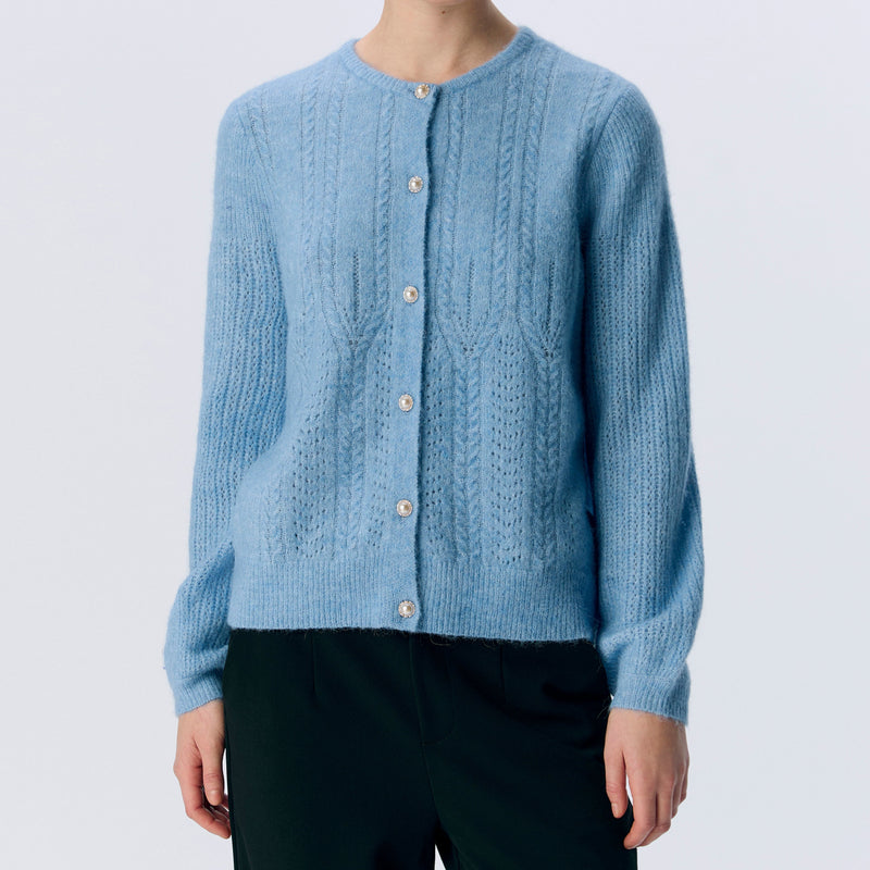 Object Ophelia LS Knit Cardigan Cornflower Blue