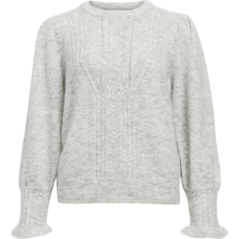 Object Nete LS Puff Sleeve Pullover Light Grey