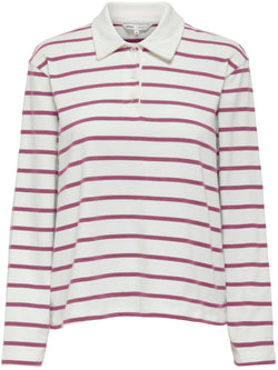 Only Sira LS Polo Bluse Burgundy Stripes