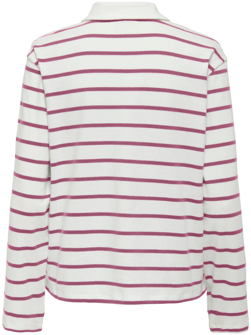 Only Sira LS Polo Bluse Burgundy Stripes