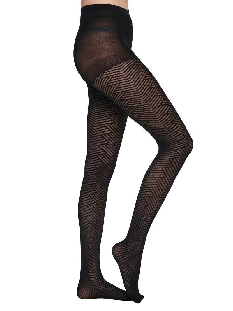 Only Lea Herringbone Tights Black