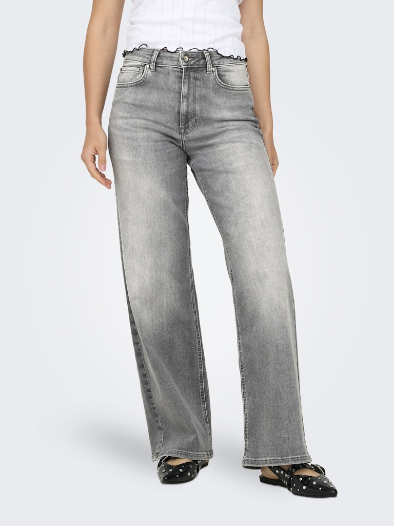 Only Madison Blush HW Wide Denim Jeans Light Grey Denim