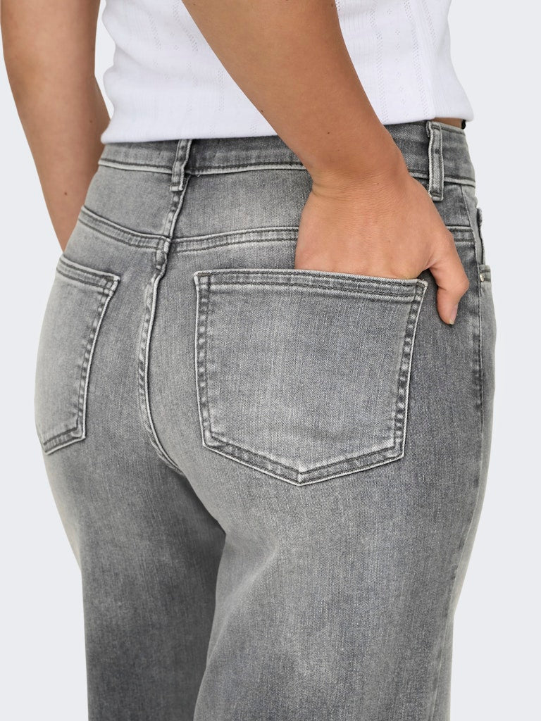 Only Madison Blush HW Wide Denim Jeans Light Grey Denim