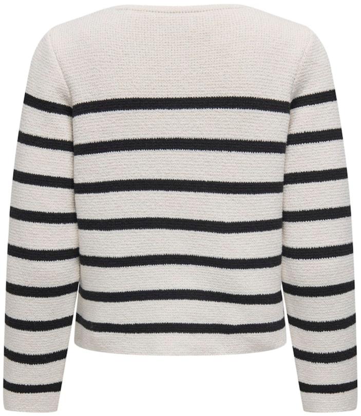 Only Laura Life LS O-Neck Cardigan Cloud Dancer/Black Stripes