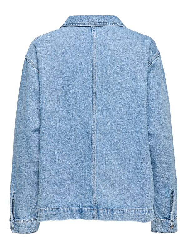 Only Birdie L/S Polo Denim Skjorte Light Blue Denim