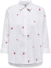 Only New Lina Grace LS Emb Skjorte Bright White/Deep Depths Cherries NOS25