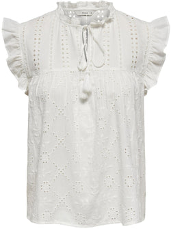 Only Reva Life S/L Embroiderie Top Cloud Dancer