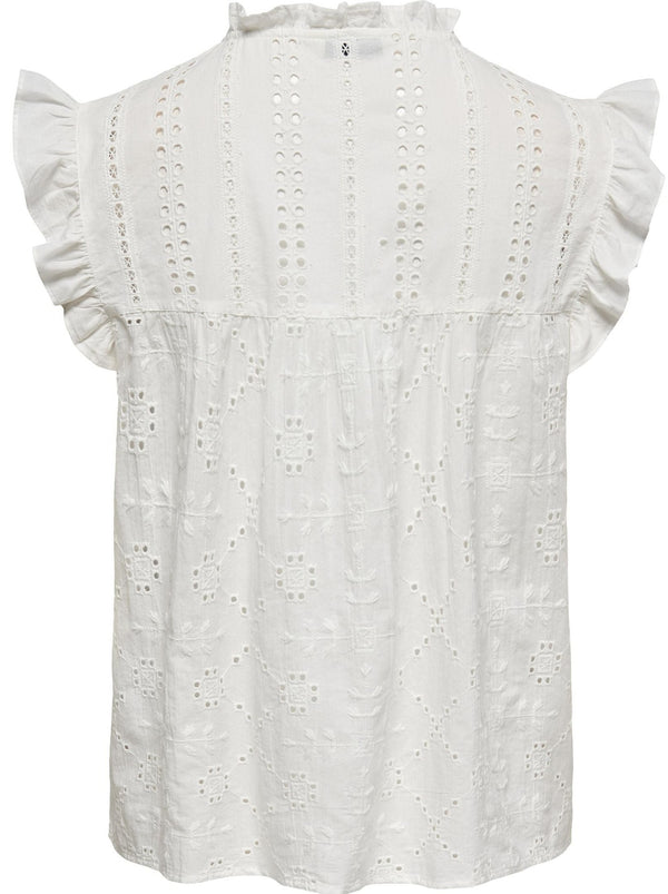 Only Reva Life S/L Embroiderie Top Cloud Dancer