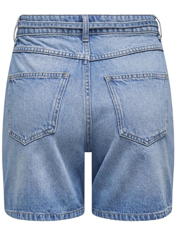 Only Gianna MW Belted Shorts Medium Blue Denim