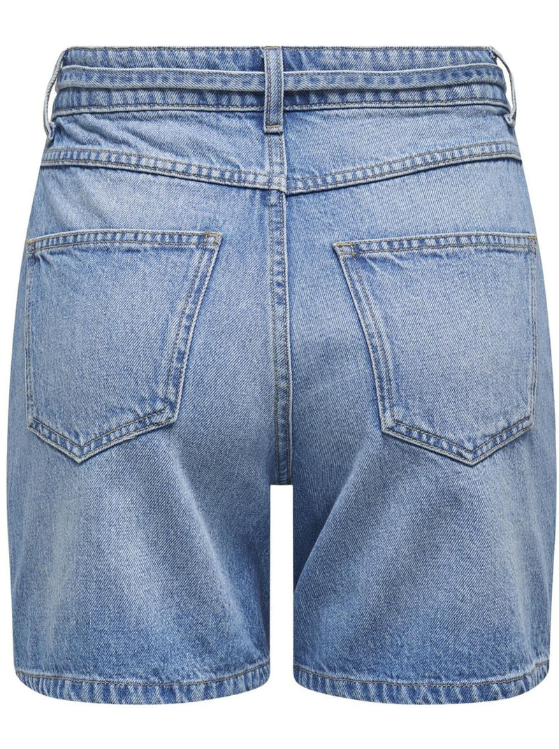 Only Gianna MW Belted Shorts Medium Blue Denim