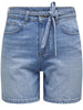 Only Gianna MW Belted Shorts Medium Blue Denim