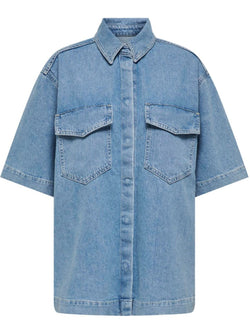 Only Sophie Oversize S/S Skjorte Light Blue Denim