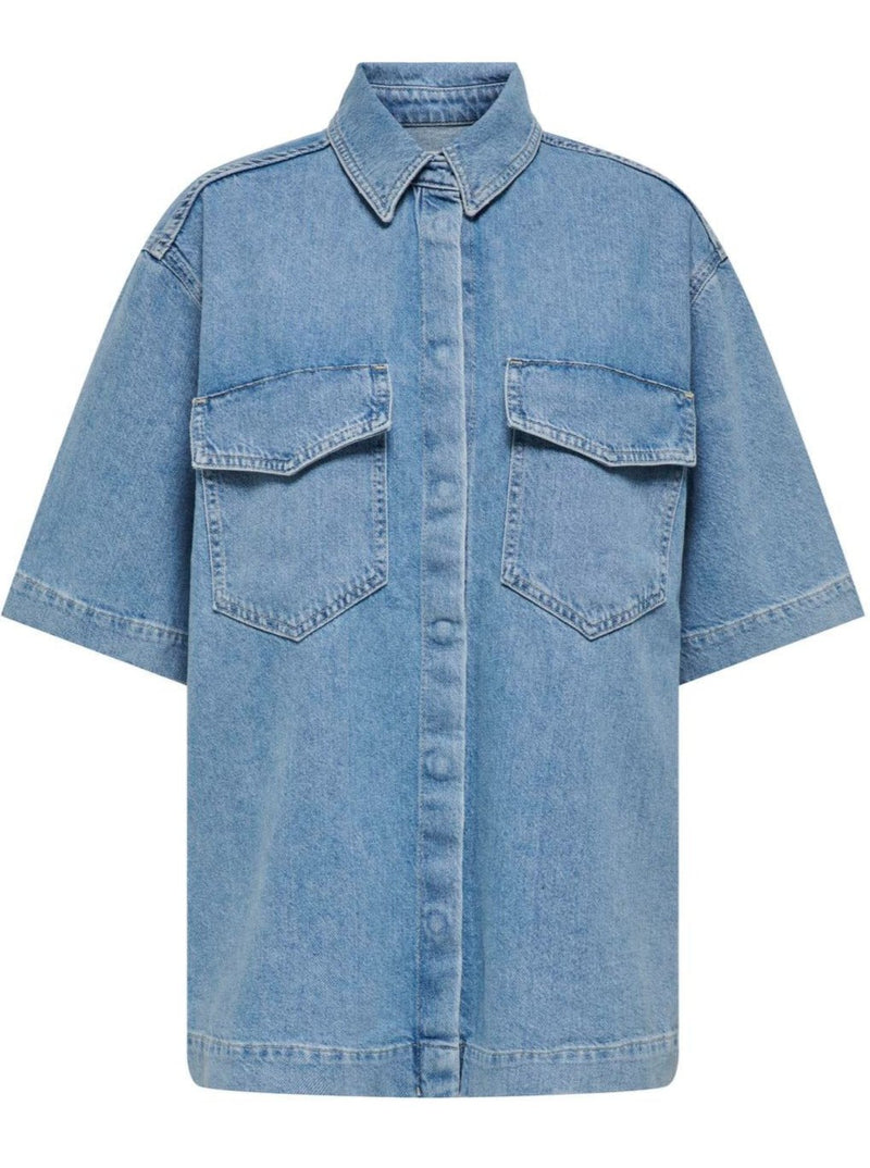 Only Sophie Oversize S/S Skjorte Light Blue Denim