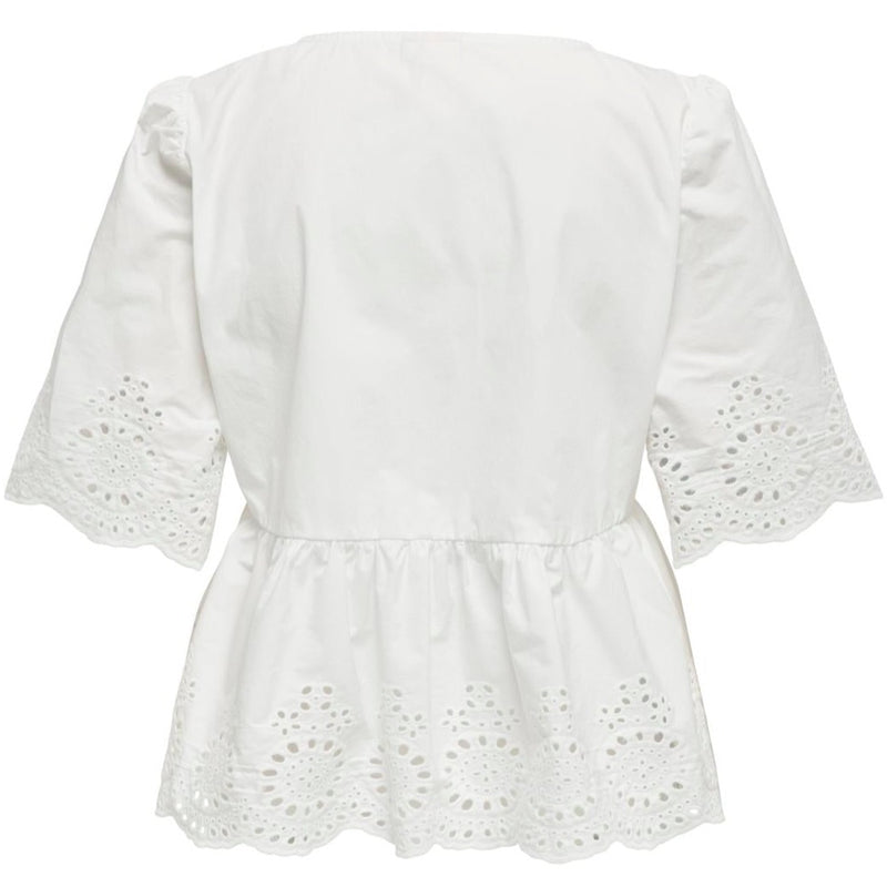 Only Milia SS V-neck Bow Bluse Bright White