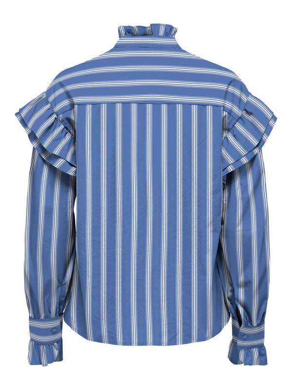 Only Malou LS Frill Stripe Skjorte Wedgewood/White