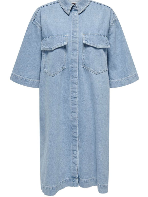 Only Sophie SS Oversize Denimkjole Light Blue Denim