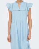 Only Tea-Idris SL Frill Tape Kjole Dream Blue, blå sommerkjole
