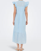 Only Tea-Idris SL Frill Tape Kjole Dream Blue, blå sommerkjole