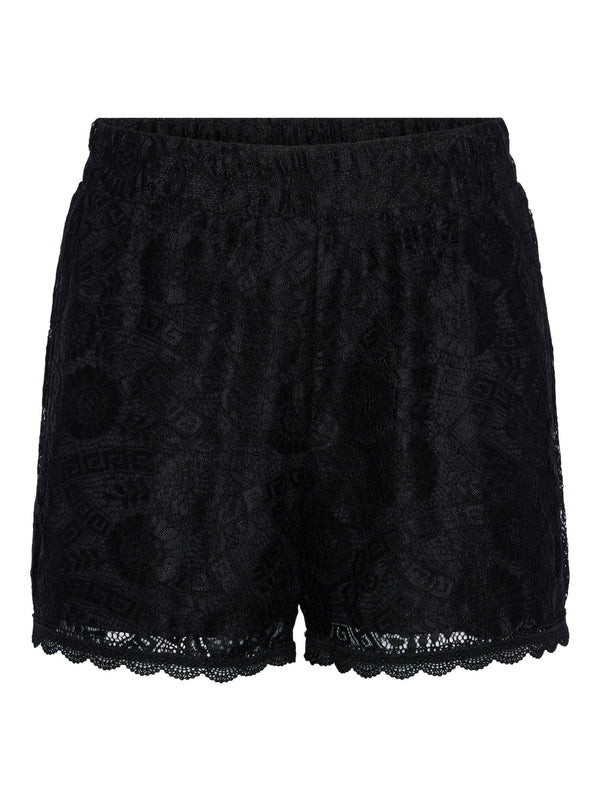 Pieces Olline MW Lace Shorts Black