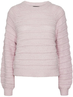 Pieces Jayda LS O-Neck Strik Pink Lavender