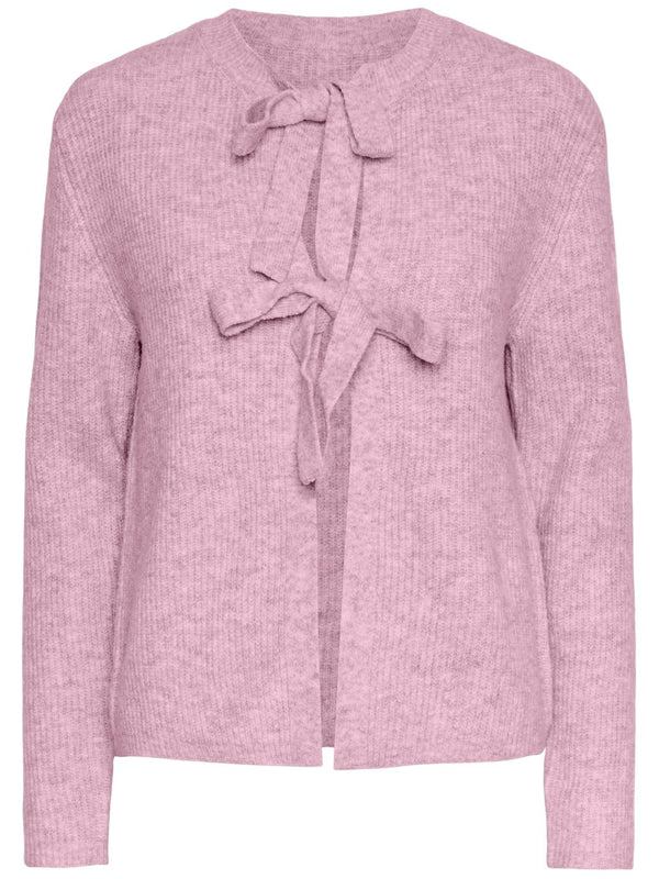 Pieces Silly LS Tie Strikcardigan Roseate Spoonbill