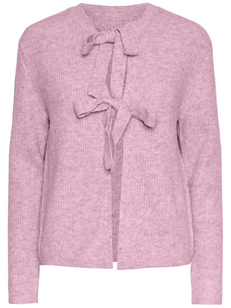 Pieces Silly LS Tie Strikcardigan Roseate Spoonbill