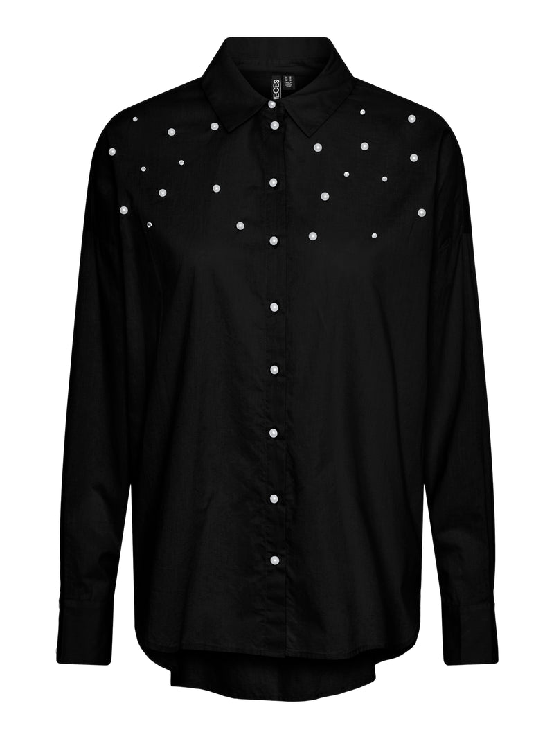 Pieces Tanne LS Pearl Loose Skjorte Black