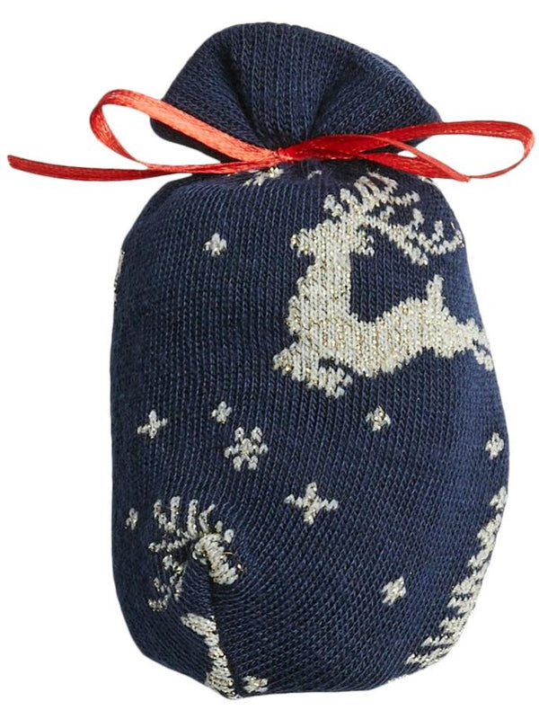 Pieces Jingle Glitter Present Strømper Maritime Blue/AOP Reindeer