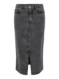 Pieces Jessie HW Denim Midi Nederdel Grey Denim